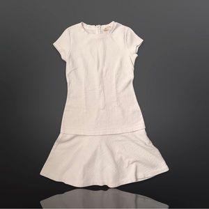 Michael Kors Dress Women White Sheath Flounce Hem Short Sleeve Stretch, size XS